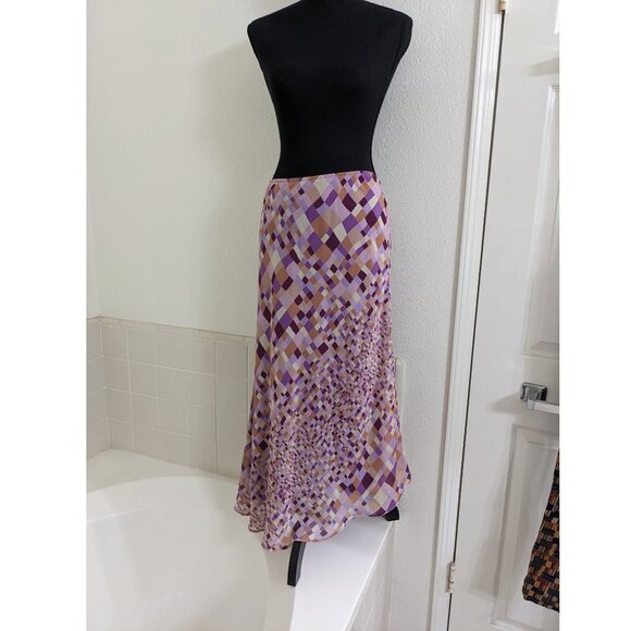 Express Purple Geometric Print Midi Slip Skirt - Size M - Picture 2 of 6